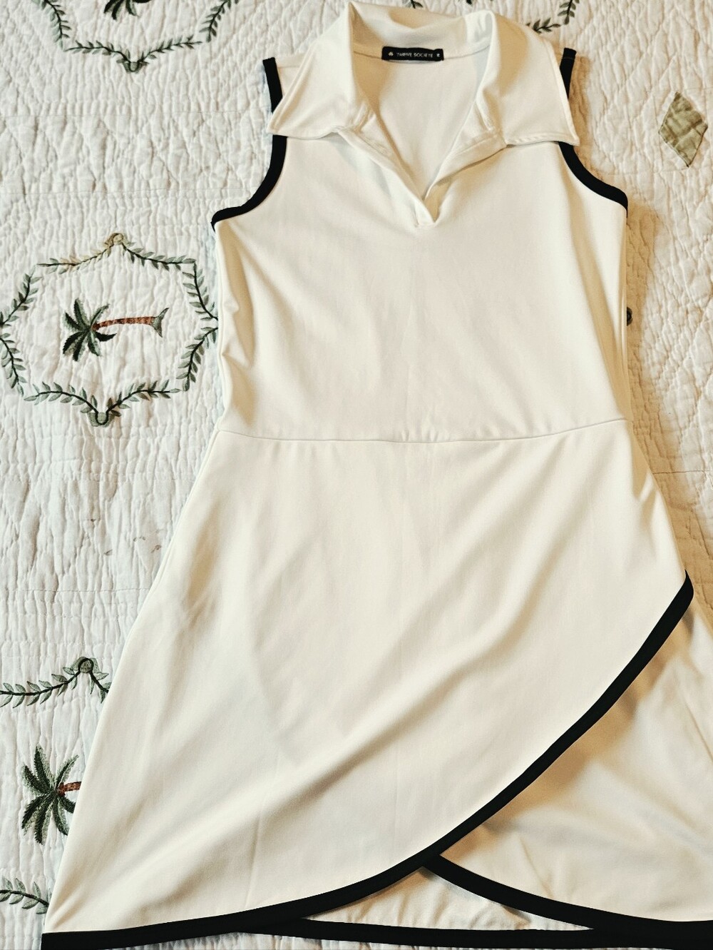 Nine West White Sleeveless Polo Dress with Black Trim